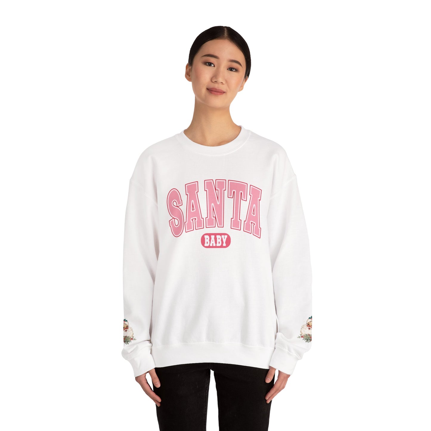 Santa Baby Pink Christmas Sweatshirt – Cute Retro Holiday Sweater for Women | Girly Christmas Outfit