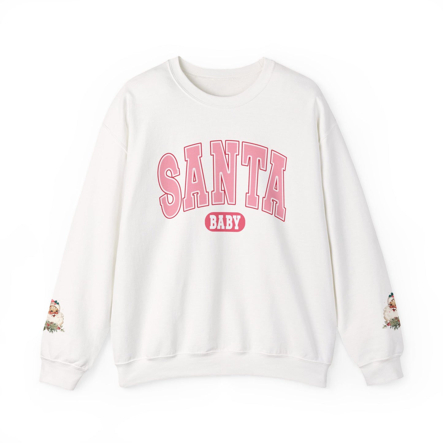 Santa Baby Pink Christmas Sweatshirt – Cute Retro Holiday Sweater for Women | Girly Christmas Outfit