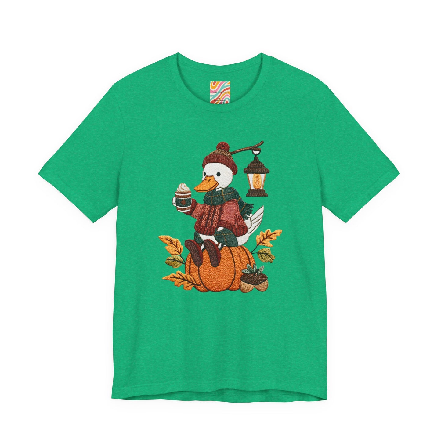 Fall Vibes Unisex Tee with Pumpkin Duck Design, Autumn Fashion, Cute Shirt for Thanksgiving and Halloween, Cozy Gift Idea