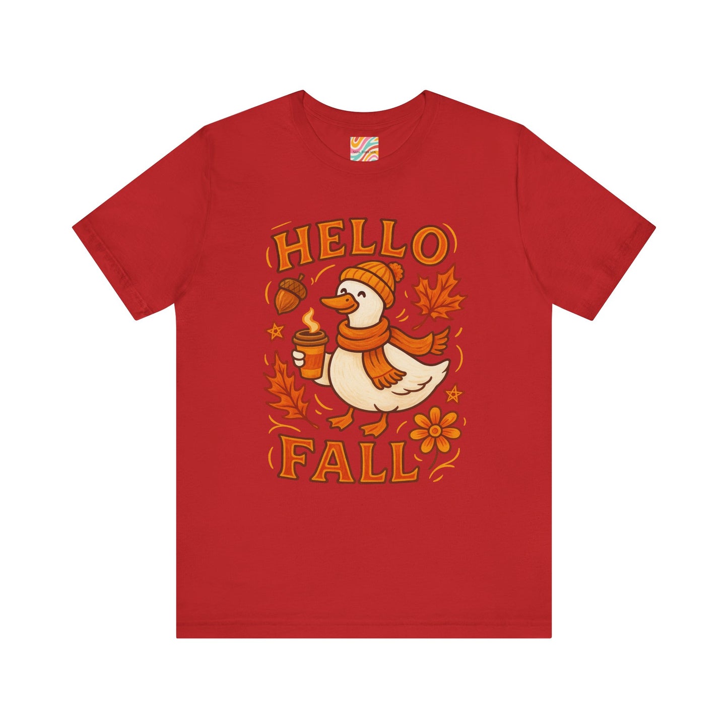 Fall-Themed Unisex T-Shirt, Hello Fall Duck Tee, Autumn Apparel, Seasonal Gift, Cute Casual Wear