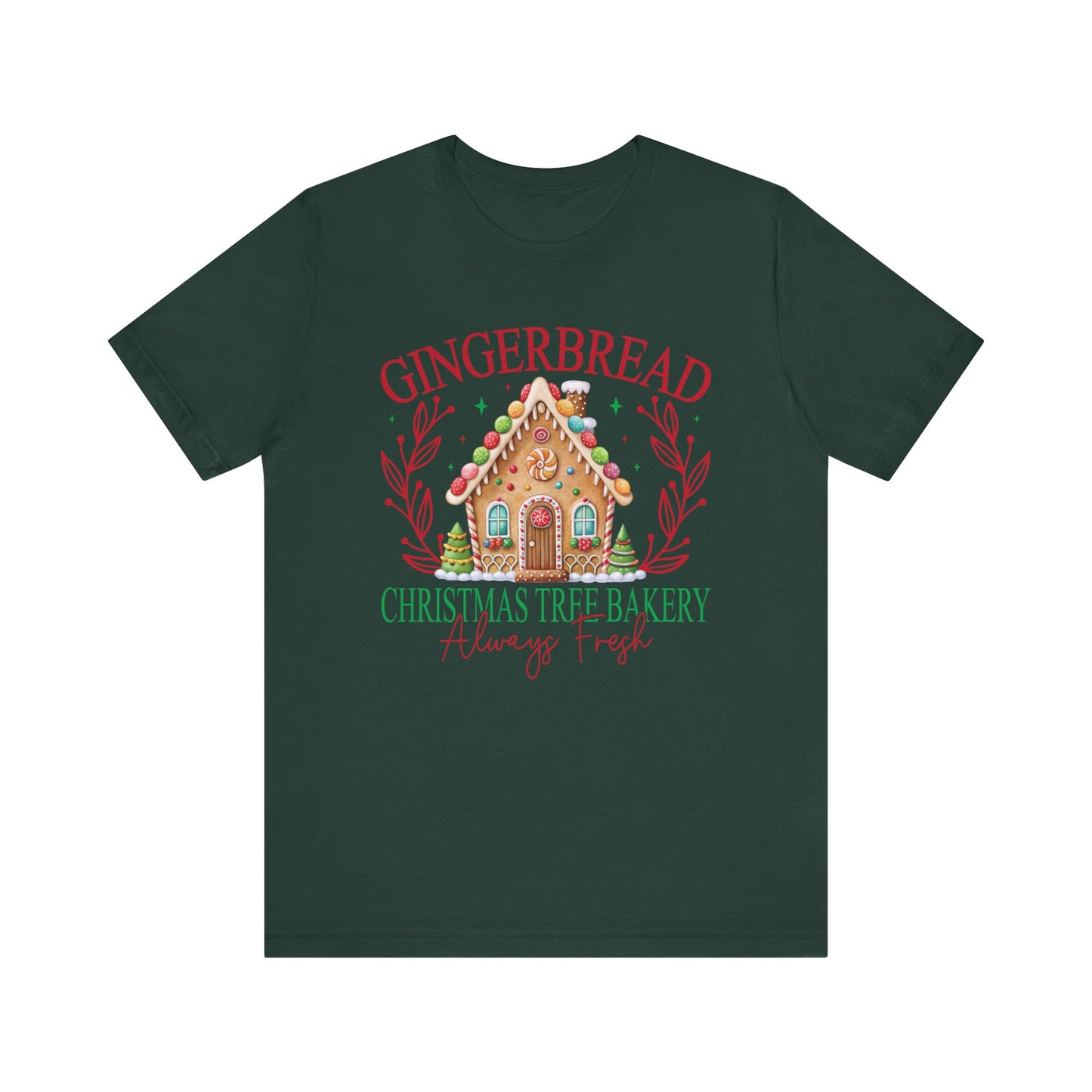 Gingerbread Christmas Tree Bakery Tee – Always Fresh & Full of Cheer!