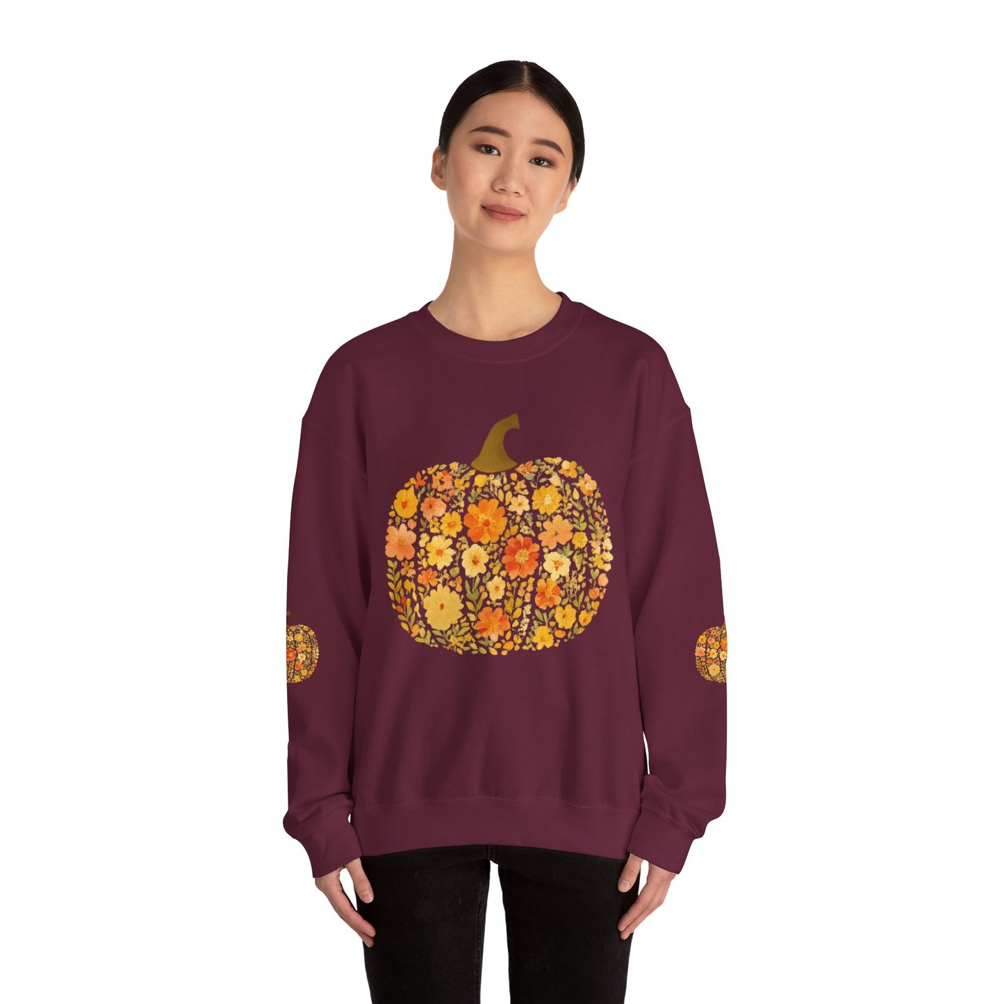 Floral Pumpkin Fall Sweatshirt – Cozy Autumn Vibes