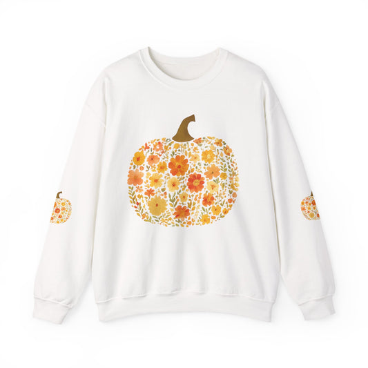 Floral Pumpkin Fall Sweatshirt – Cozy Autumn Vibes