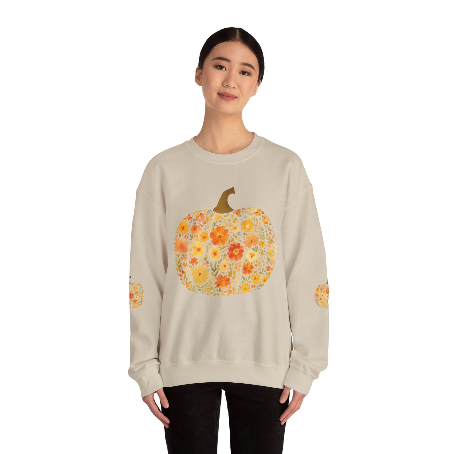 Floral Pumpkin Fall Sweatshirt – Cozy Autumn Vibes