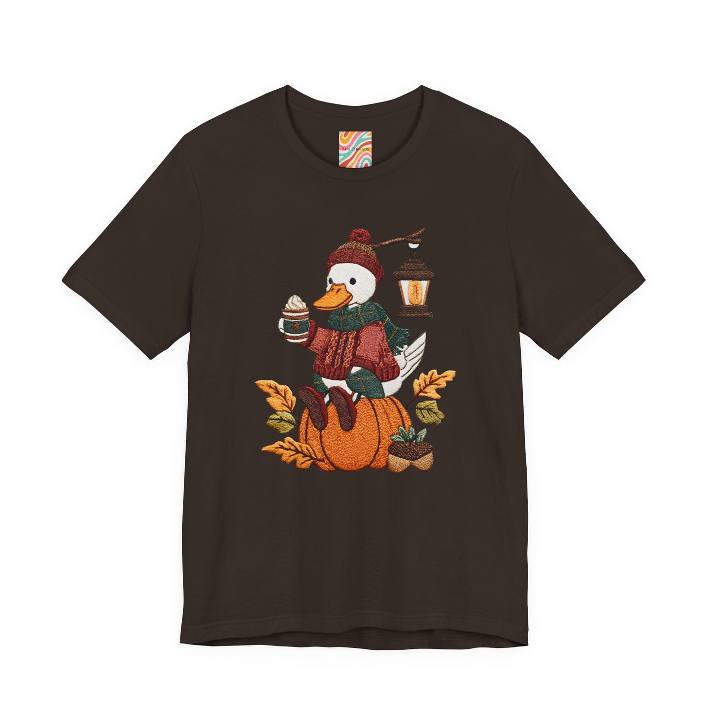 Fall Vibes Unisex Tee with Pumpkin Duck Design, Autumn Fashion, Cute Shirt for Thanksgiving and Halloween, Cozy Gift Idea