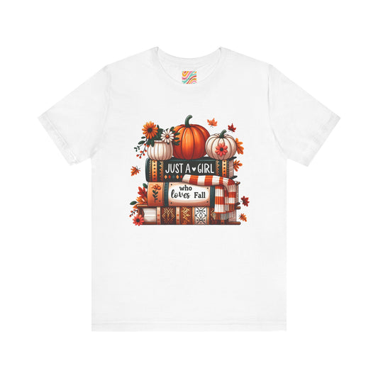 Fall Lover Tee, Autumn T-Shirt, Just a Girl Who Loves books