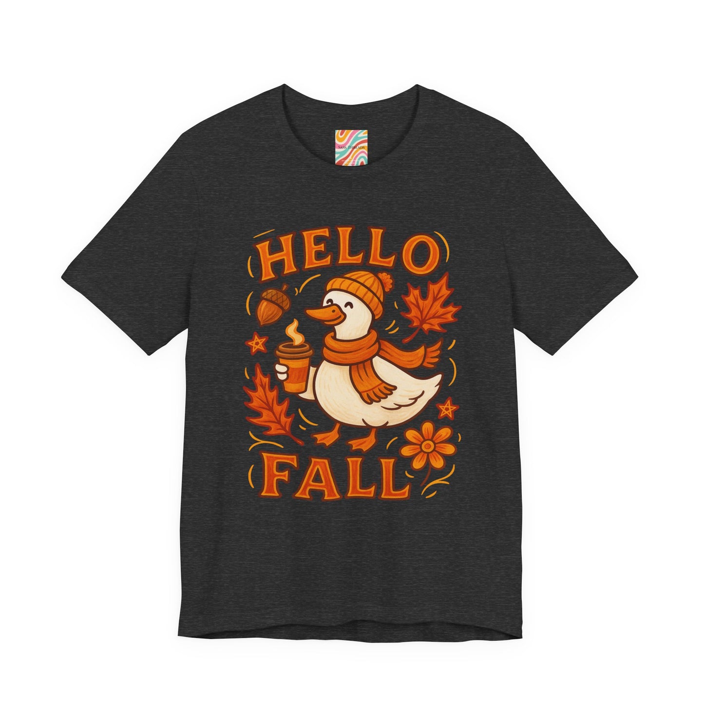 Fall-Themed Unisex T-Shirt, Hello Fall Duck Tee, Autumn Apparel, Seasonal Gift, Cute Casual Wear