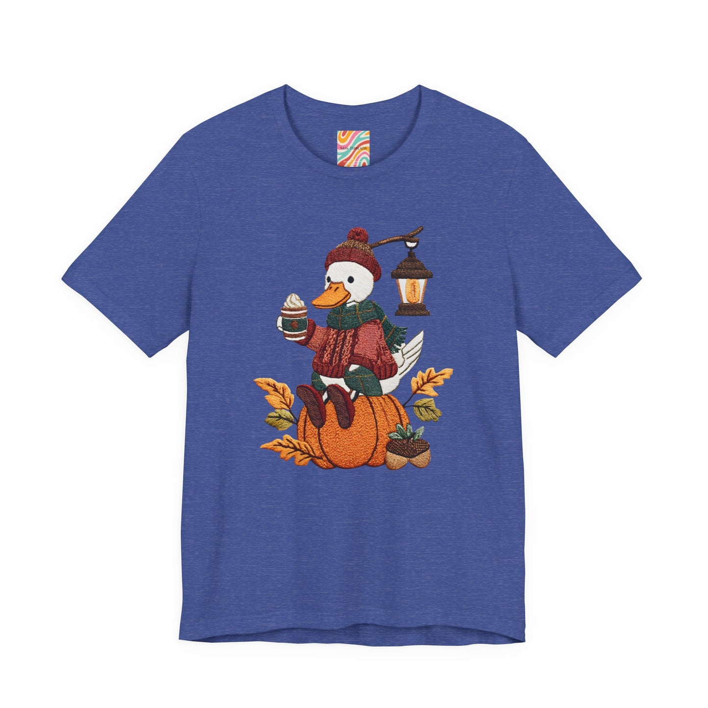 Fall Vibes Unisex Tee with Pumpkin Duck Design, Autumn Fashion, Cute Shirt for Thanksgiving and Halloween, Cozy Gift Idea
