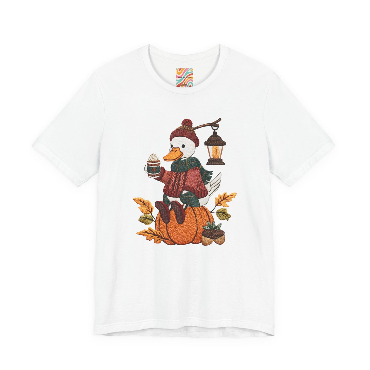 Fall Vibes Unisex Tee with Pumpkin Duck Design, Autumn Fashion, Cute Shirt for Thanksgiving and Halloween, Cozy Gift Idea