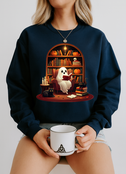Cozy Ghost Reading Sweatshirt