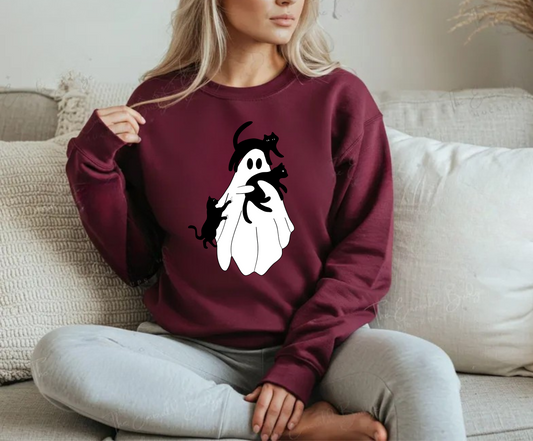 Ghostly Cat Lover's Sweatshirt